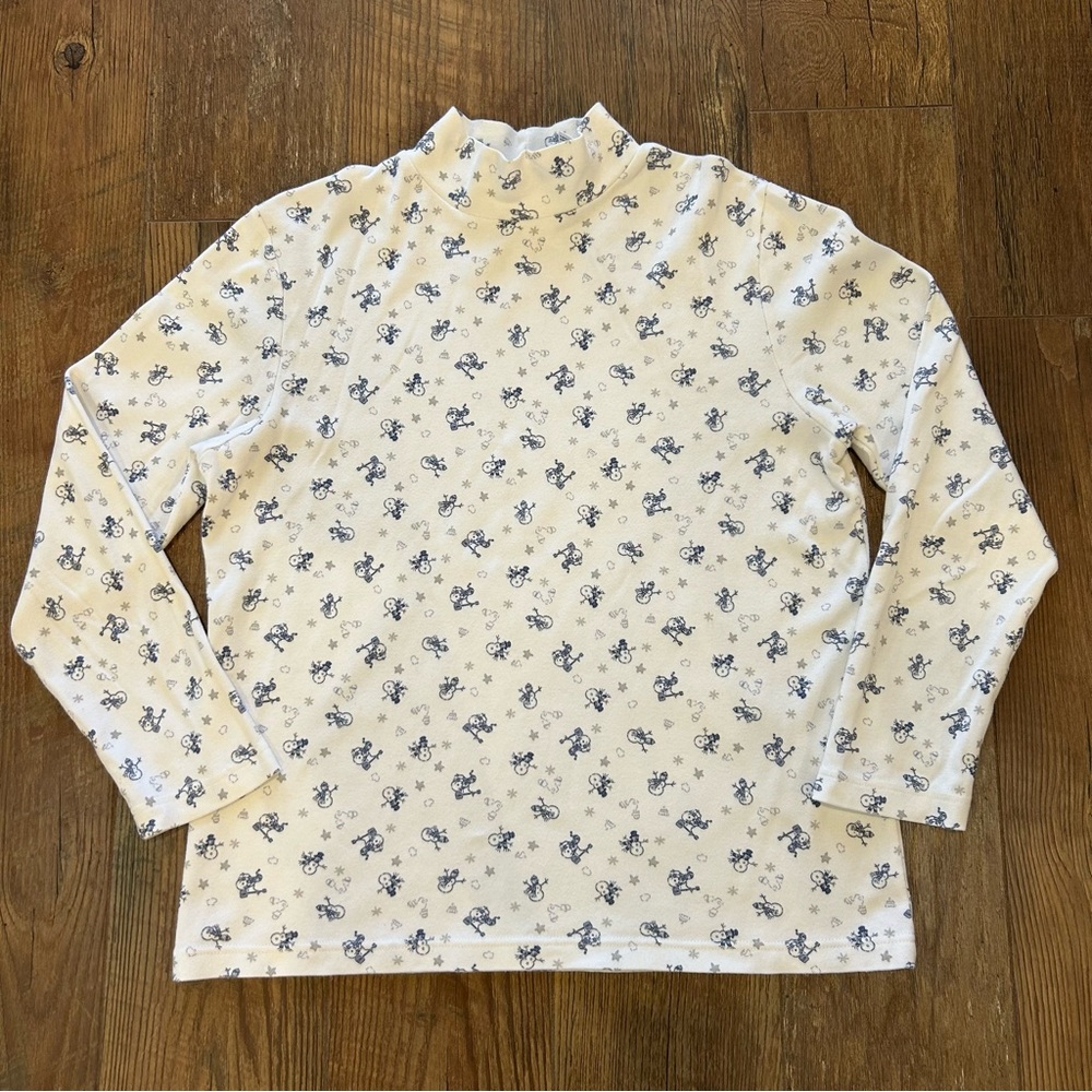 Croft & Barrow Christmas Snowman Mock Turtleneck Long Sleeve Top Size Medium